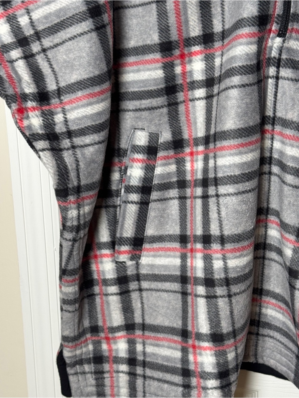 Coldwater Creek Plaid Fleece Quarter-Zip Poncho Cape One Size Plus 1X 2X 3X - Picture 8 of 11